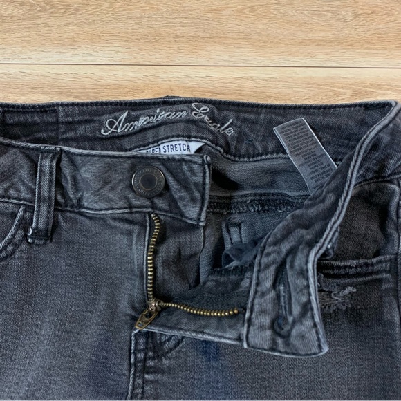 American Eagle Super Stretch Jegging Jeans Skinny Black Gray Wash Distressed 00 - Picture 11 of 12